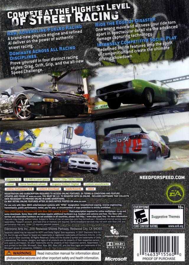 Need For Speed Prostreet Wii Instruction Manual