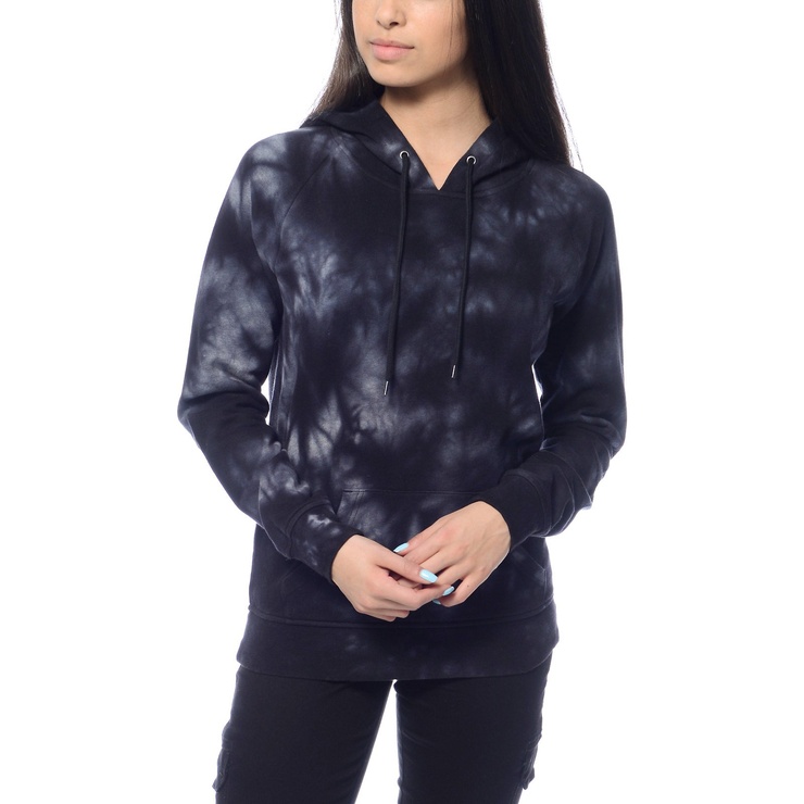 Zine Tera Grey & White Tie Dye Hoodie at Zumiez