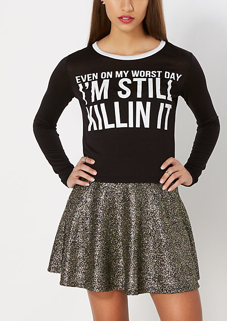 Still Killin' It Ringer Crop Top
