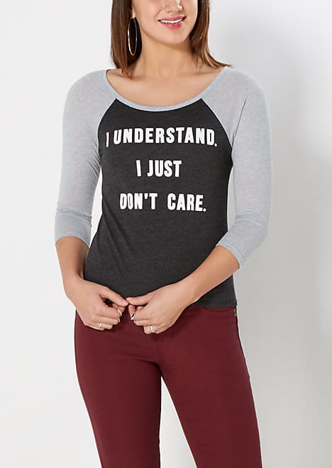 Just Don't Care Skimmer Baseball Tee