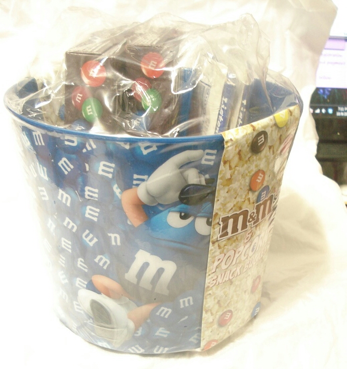 M&M's Blue Character On Candy Background (plastic bucket)