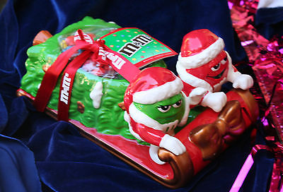 M&M's Galerie Candy Dish (Green & Red Characters in Christmas Sled)