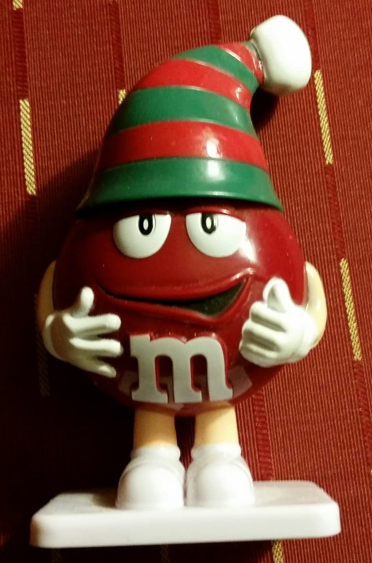 M&M's Red Character w/ Red & Green Christmas Hat