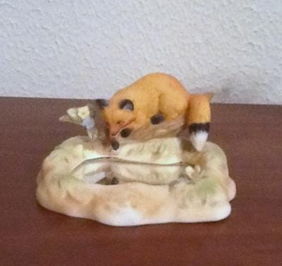 Fox Figurine Ring Holder with Mirror - Red Fox