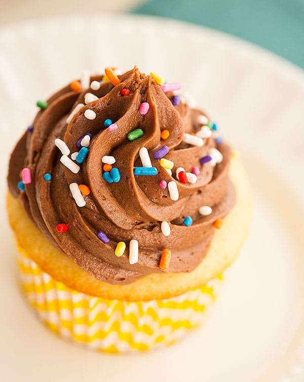 Classic Yellow Cupcakes with Chocolate Frosting