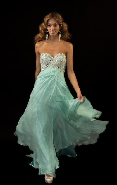 Sherri Hill 3863 Sweetheart Strapless Beads Mint Green Open Back Prom Dress