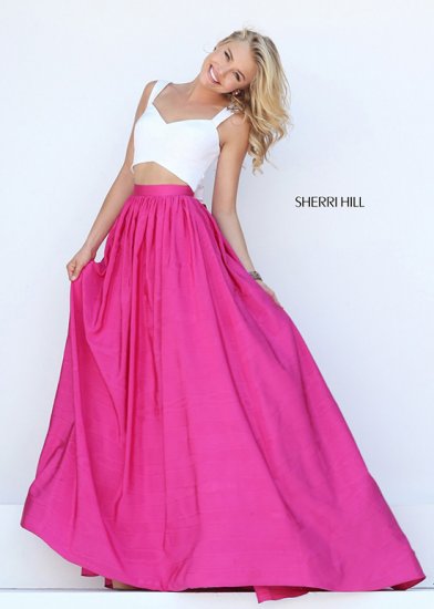 2016 Fun & Flirty Sleeveless Crop Top Sherri Hill 50458 Prom Dress