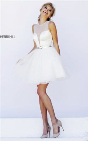 2015 Ivory Sherri Hill 32204 High Neck Beaded Short Prom Dress Affordable