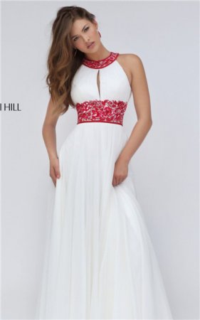 Sherri Hill 50150 Halter Neck Beaded Cutout Open Back Long Prom Dresses 2016