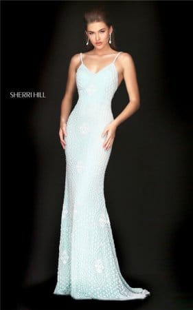 2017 Two Piece Halter Floral Print Slim Prom Gown By Sherri Hill 50387