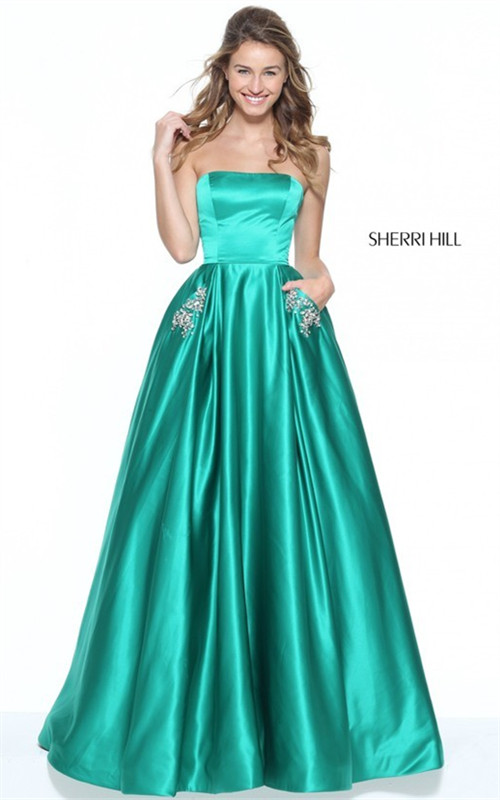 Lovely Sherri Hill 50812 Emerald Long Strapless 2017 Prom Dress With Beading