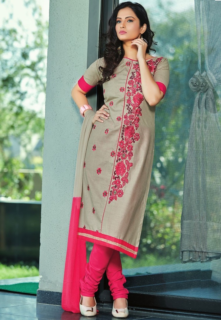 Grey Color Poly Cotton Designer Salwar Kameez Grey Color Poly Cotton Designer Salwar Kameez