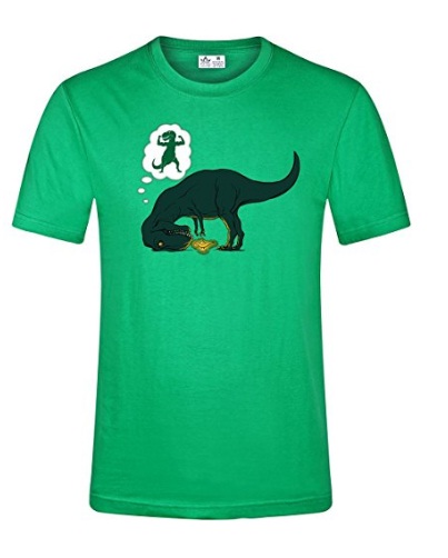 HSX Tees T Rex Wishful Thinking I Want Long Arms Dinosaur Funny Pictures Tee Shirts(M,Green)