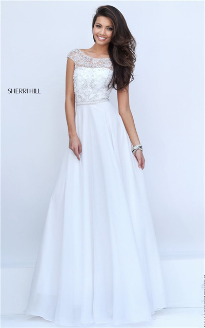 2017 Glamorous Ivory V-back Stone Long Prom Gown From Sherri Hill 50132
