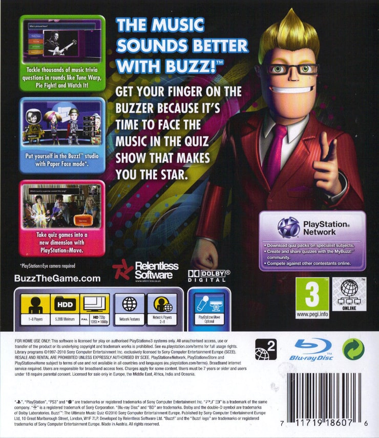 Buzz! The Ultimate Music Quiz with Buzzers (PS3)