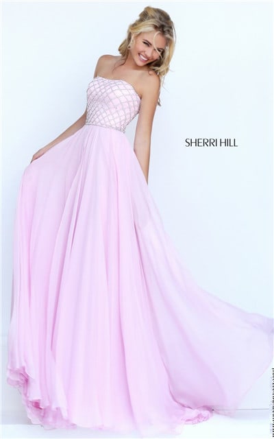 2017 Glamorous Sherri Hill 50039 Sweetheart Strapless Stone Pink Prom Dress Long