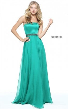 2017 Prom Beaded Sherri Hill Emerald 51145 Strapless Party Dress Cheap