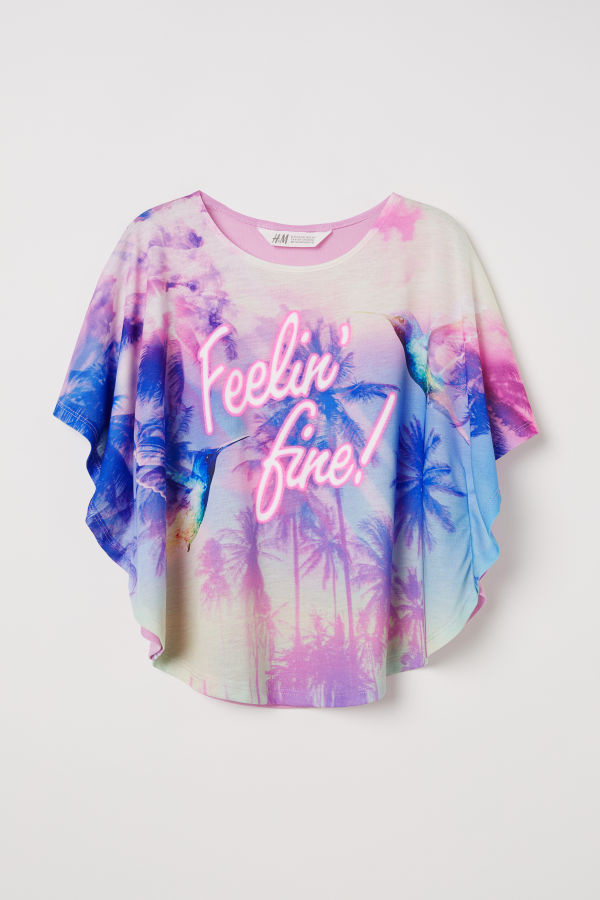 Wide-cut Printed Top