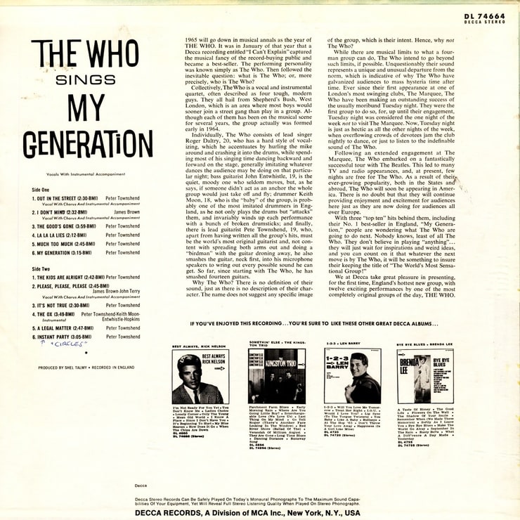 The Who Sings My Generation