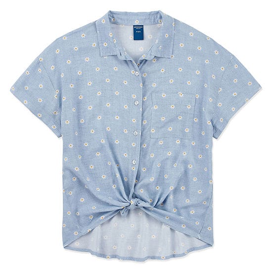 Arizona Girls Short Sleeve Button-Front Shirt Preschool / Big Kid