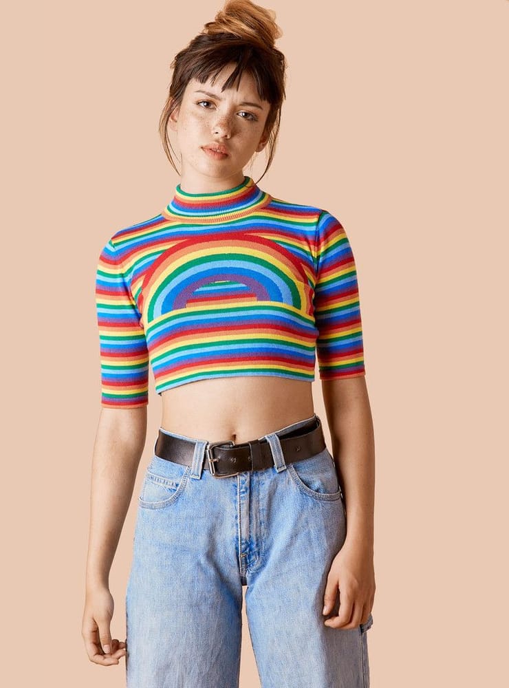 Picture of UNIF High Neck OTR Rainbow Festival Crop Top