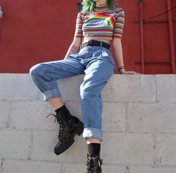 UNIF High Neck OTR Rainbow Festival Crop Top