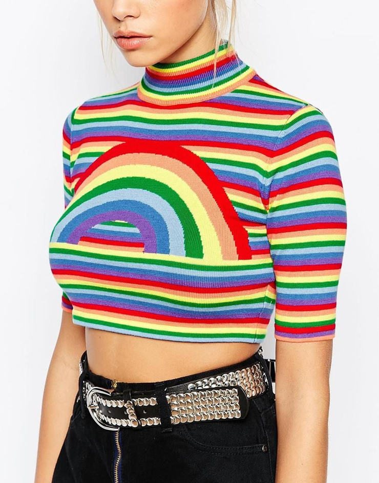 UNIF High Neck OTR Rainbow Festival Crop Top