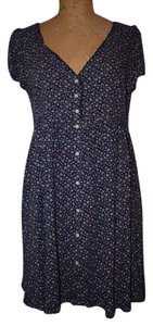 Denim & Supply Blue Multi-color Floral Print Button-front Babydoll Casual Dress