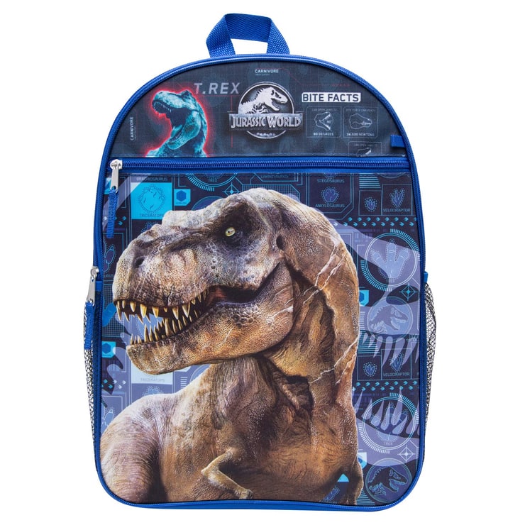 Jurassic World Backpack Combo Set - Jurassic Park Boys' 6 Piece Backpack Set - Jurassic World Backpack & Lunch Kit (Black)
