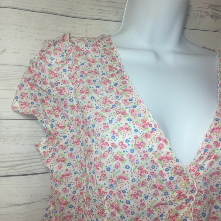 Denim & Supply Ralph Lauren Babydoll Button Top Floral White Red Size M NWT $79