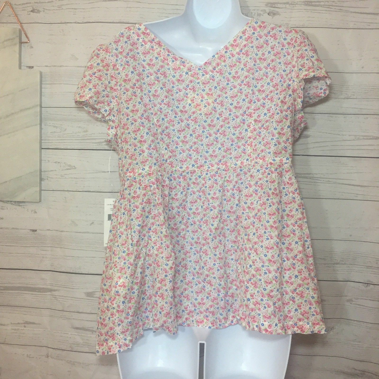 Denim & Supply Ralph Lauren Babydoll Button Top Floral White Red Size M NWT $79