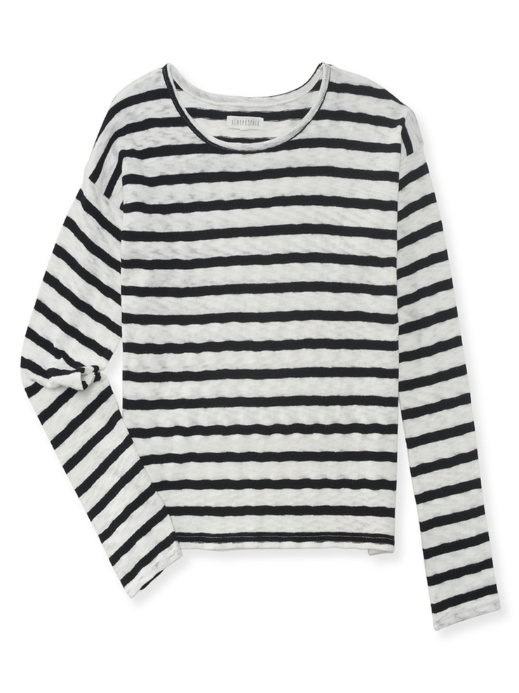 p.s.09 from aeropostale Aeropostale Womens Boxy Striped Pullover Sweater