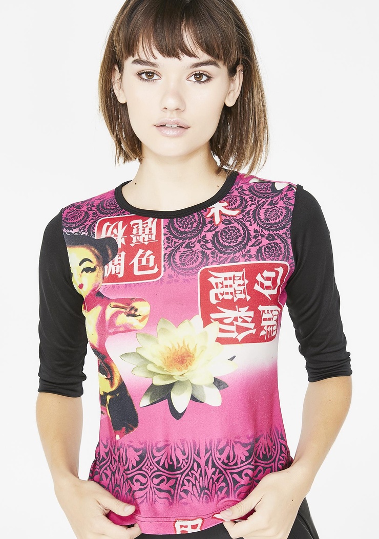 Delias Y2K long sleeve graphic pink | Dolls Kill