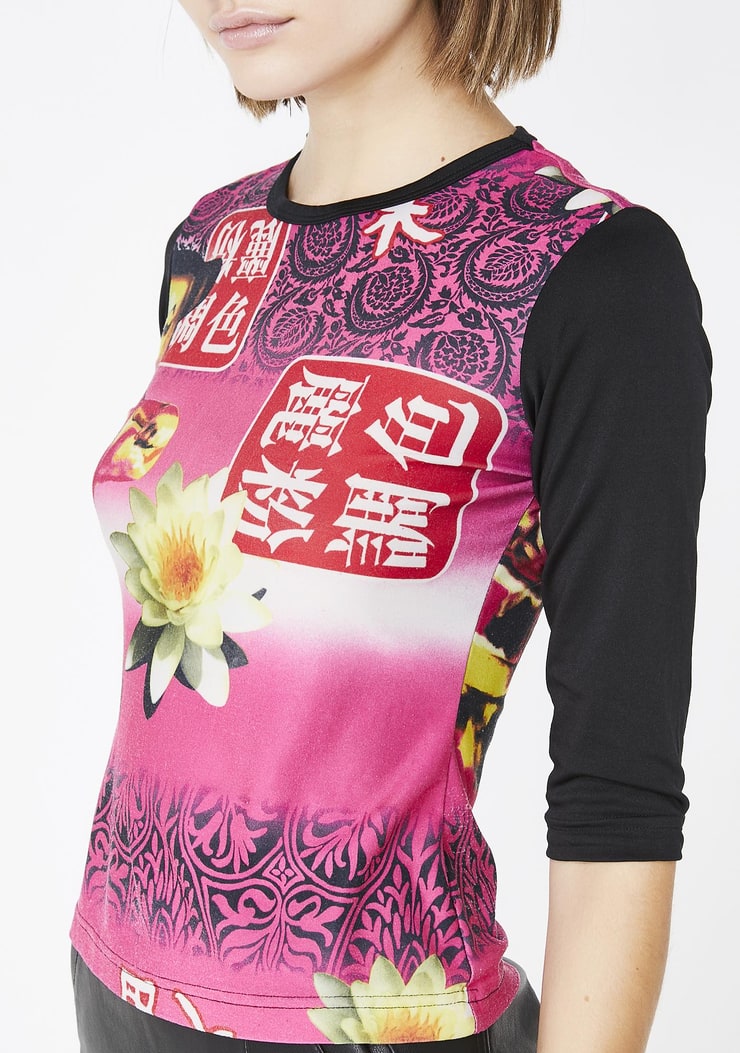 Delias Y2K long sleeve graphic pink | Dolls Kill