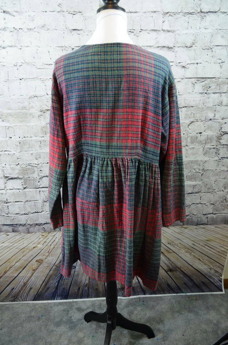 VTG 90S Y2K No Boundaries Plaid Flannel Cotton Empire Grunge Dress L - $44.99 | PicClick