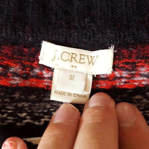 J. Crew Sequined Fair Isle Sweater Red Wool Blend