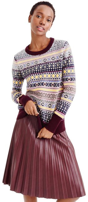 J.Crew Sequin Raisin / Fair Isle Sweater