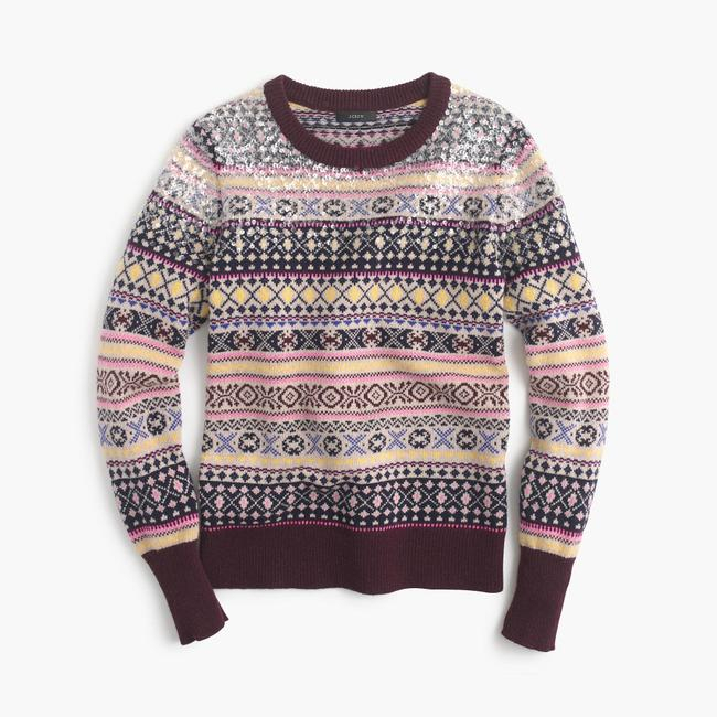 J.Crew Sequin Raisin / Fair Isle Sweater