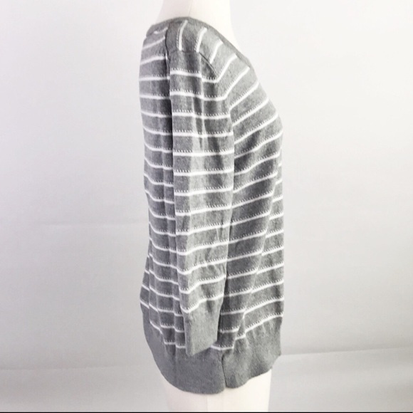 Gap Factory Gray & White Striped Sweater in Large