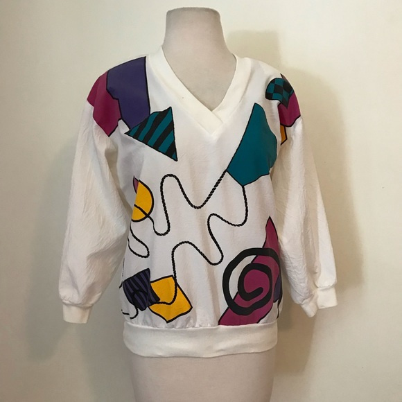Vintage doodle Memphis Stranger things 1980s top