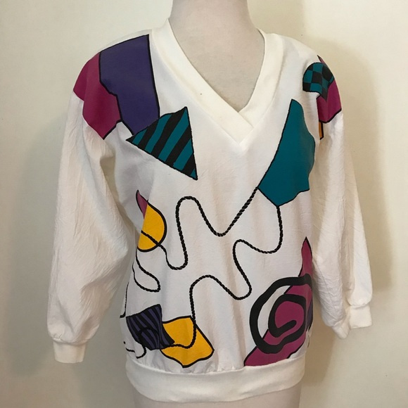 Vintage doodle Memphis Stranger things 1980s top