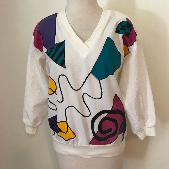 Vintage doodle Memphis Stranger things 1980s top