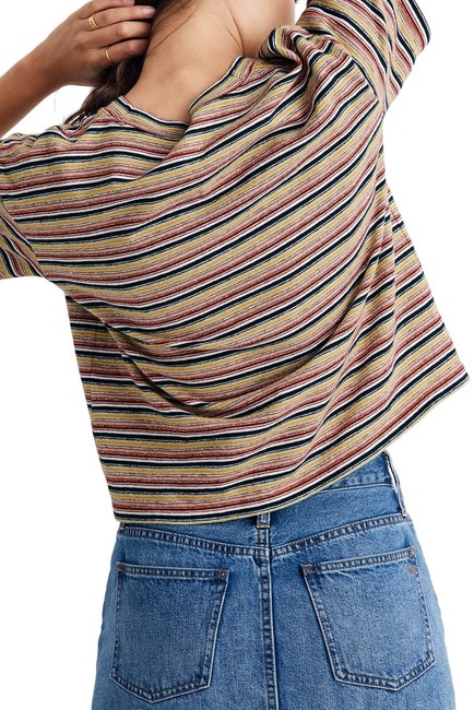 Madewell | Textured Easy Crop Tee in Stripe | Nordstrom Rack