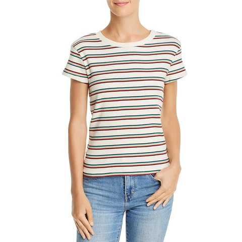 Honey Punch Womens Striped Ribbed Knit T-Shirt | BHFO