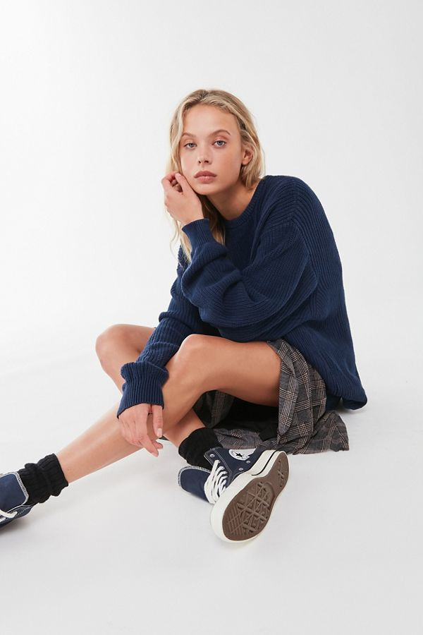 Vintage Oversized Solid Crew Neck Sweater | Urban Outfitters