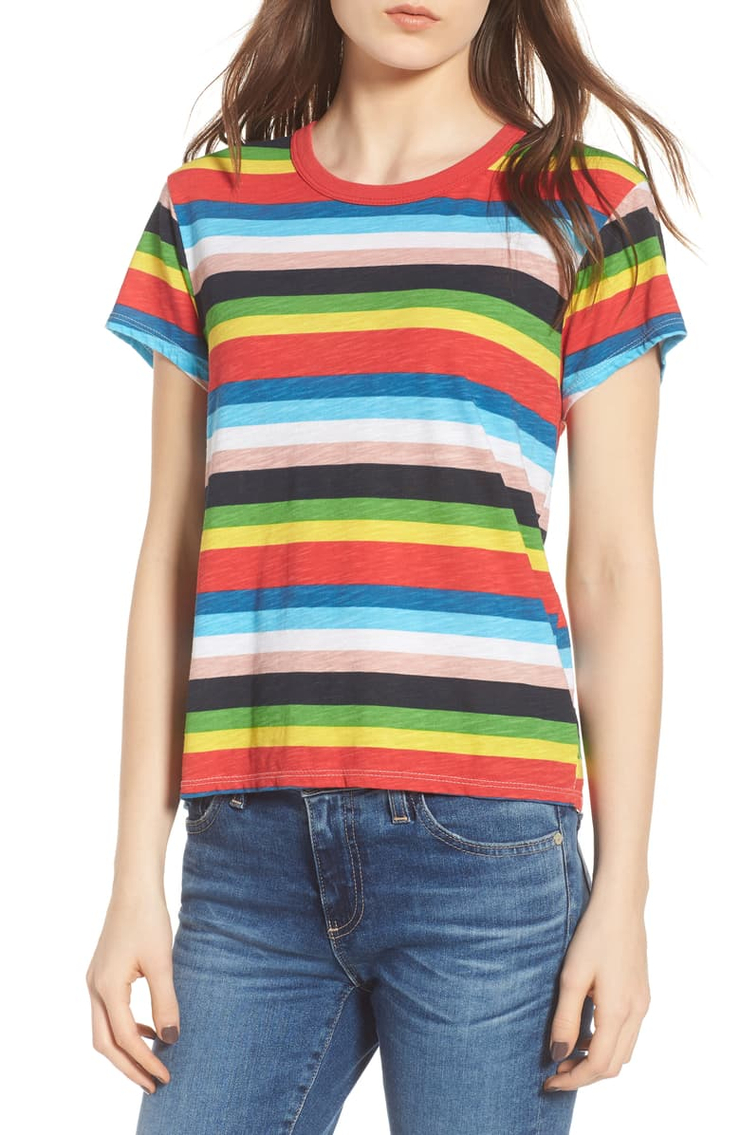 Pam & Gela Rainbow Stripe Tee