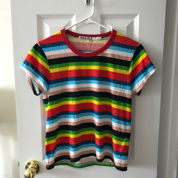 Pam & Gela Rainbow Stripe Tee