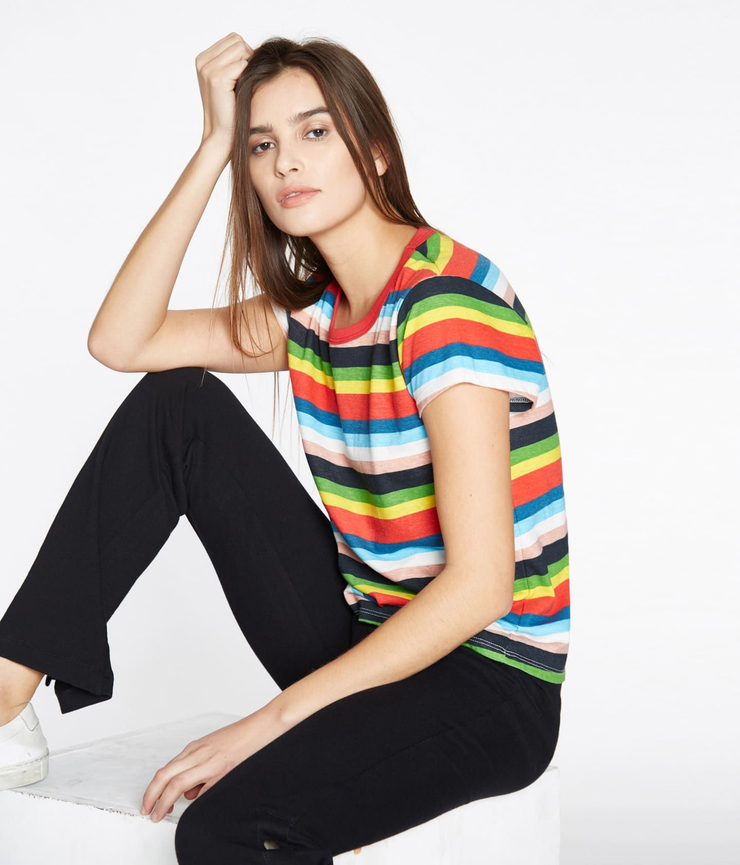 Pam & Gela Rainbow Stripe Tee