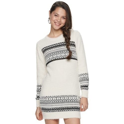 Juniors' Rewind Fair Isle Sweater Dress