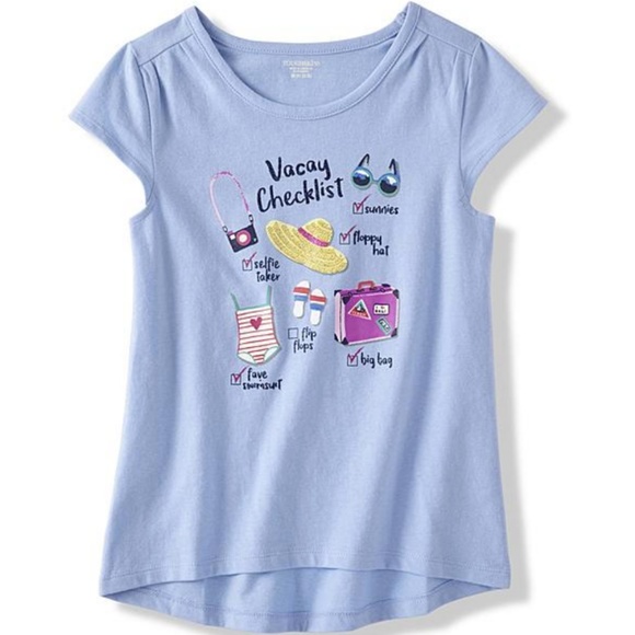 Toughskins Girls' Cap Sleeve Graphic T-Shirt - Vac